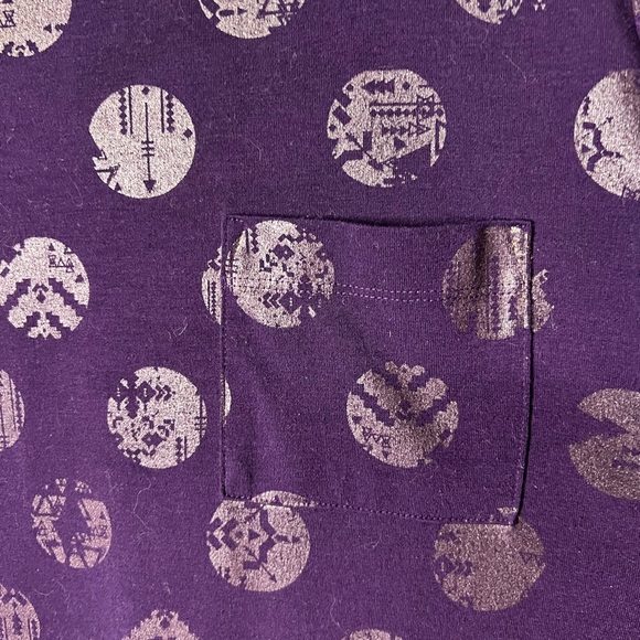 LuLaRoe Carly Purple Polka-Dot w Aztec Design Patterned Short Sleeve Swing Dress - Picture 11 of 12